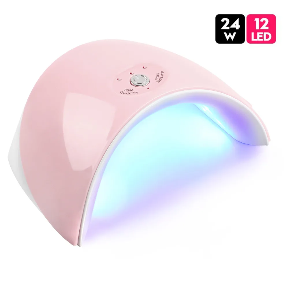 Without Sensor Pink 24 Вт Светодиодная УФ-лампа для ногтей 12 Светодиодный s Сушилка для ногтей для всех гелей лак для маникюра Кнопка идеальное решение для большого пальца usb зарядка 60 s/90 s/120 s - Цвет: Without Sensor Pink