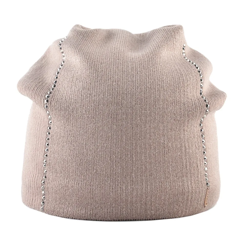 Winter Beanie Women Knitted Wool Hats Female Fashion Skullies Beanies With Rhinestones Solid Color Warm Knit Bonnet Ladies Cap