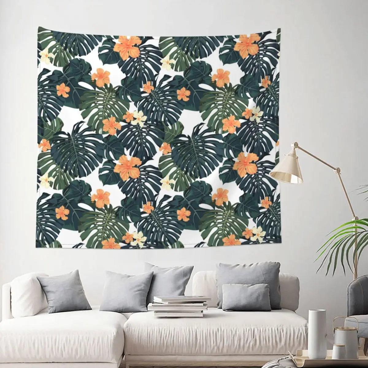 Тропический Цветущий гобелен настенный тканевый в стиле хиппи декоративное