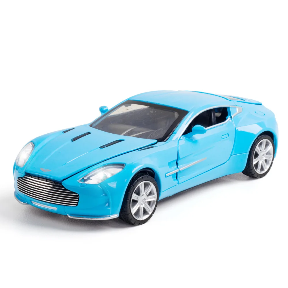 

1:32 Aston Martin ONE-77 Car Alloy Sports Model Light Return Force Diecast Lift Tail Super Racing Rubber Car Wheel For Children
