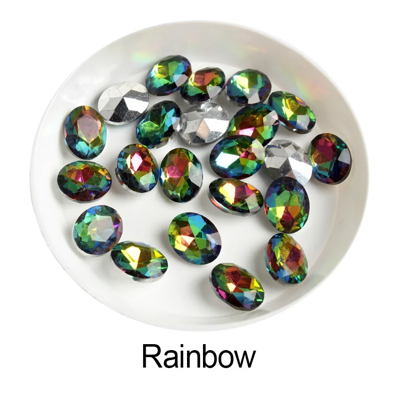 Красочные Стразы для ногтей смешанные овальные AB Хрустальные стеклянные