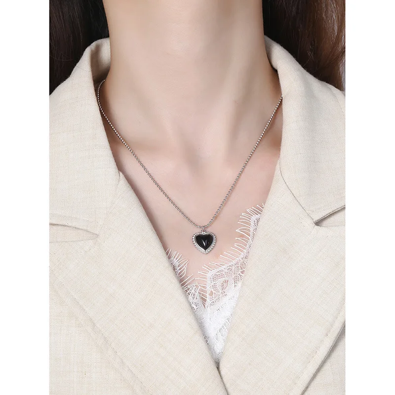 Женское ожерелье из серебра 925 пробы с черным ониксом | Украшения и аксессуары