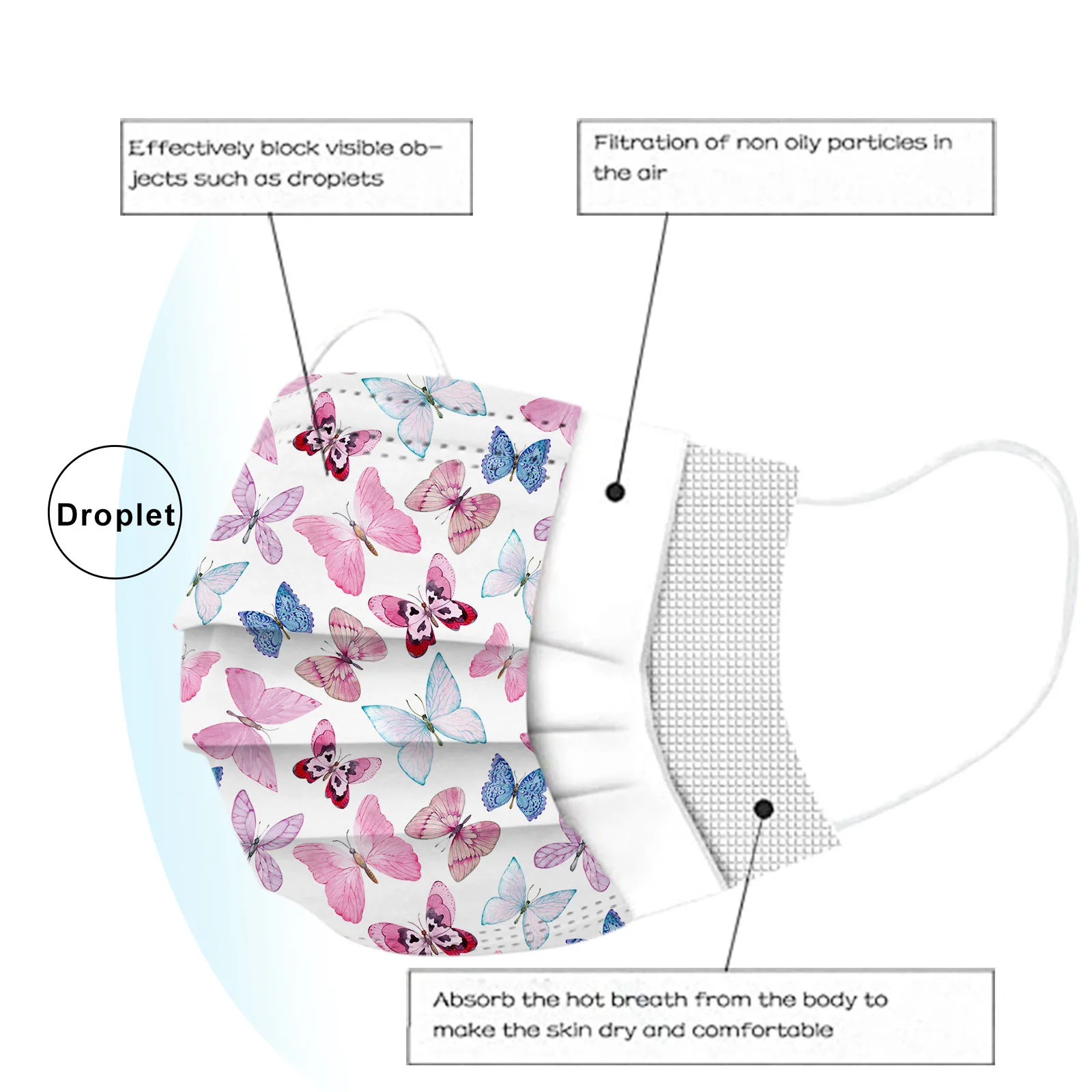 

30pc Fashion Flower Print Masks For Women Protective 3-layers Anti-dust Breathable Masks Femme Masques No Decoration