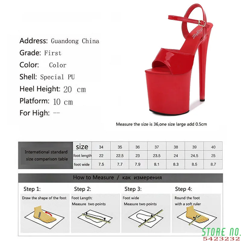 

Lacquer Leather 20CM Ultra-High Heels Thin Heeled Sexy Waterproof Platform Hate Sky High Ultra-High Sandals Female LFD