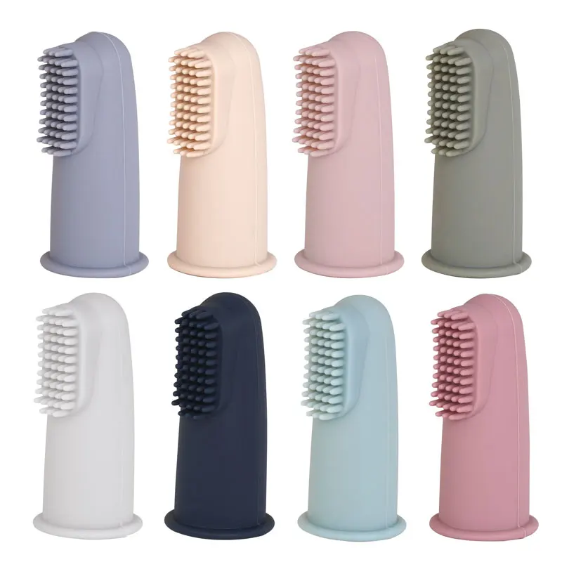 Cepillo de dientes de dedo suave para beb&eacute;, masaje claro, silicona suave, Limpieza de dientes de goma-5