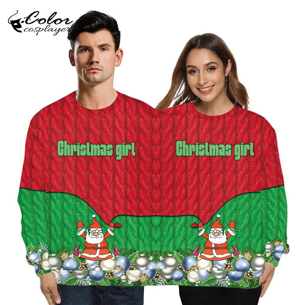 Цвет er Рождественская Толстовка с рисунком Лось 2 человек сиамская одежда на