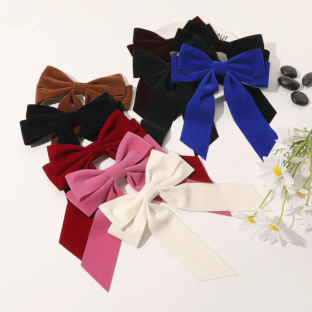 

Autumn And Winter Barrettes Big Velvet Bow Sweet Hair Clip Multicolor Korean Ponytail Clip Hairgrip For Women Hair Accessories