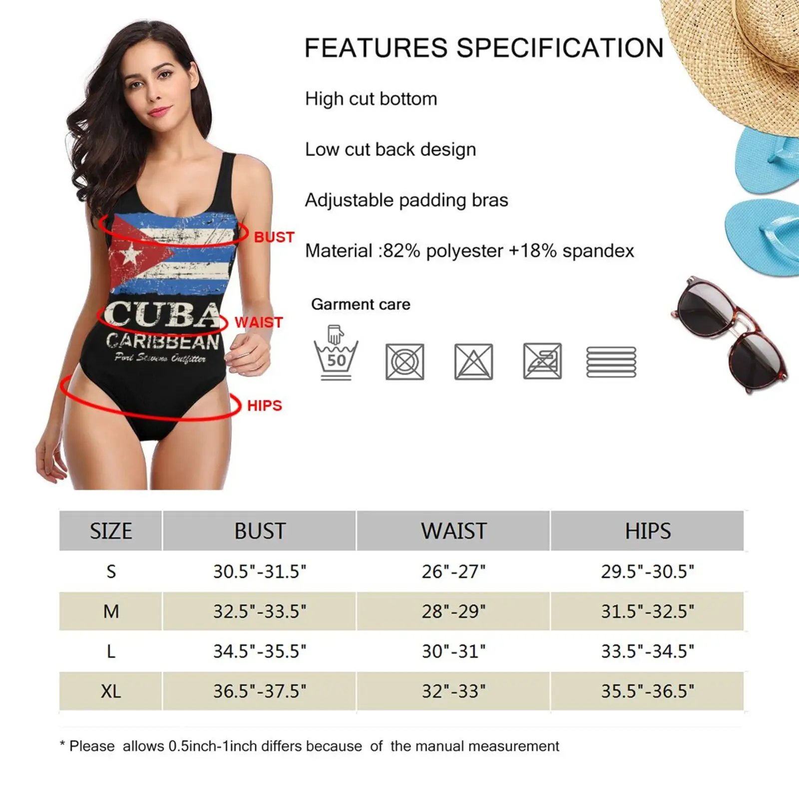 

2021 New Flag Of Cuban Cuba Flag Print One Piece Swimsuit Women Swimwear Female Ribbed Bather Bathing Suit Swim Lady