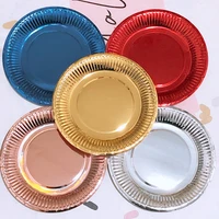 50pcspack 7 inch 9 inch gold and silver paper plate disposable party supplies paper tray party dinner tray cake tray