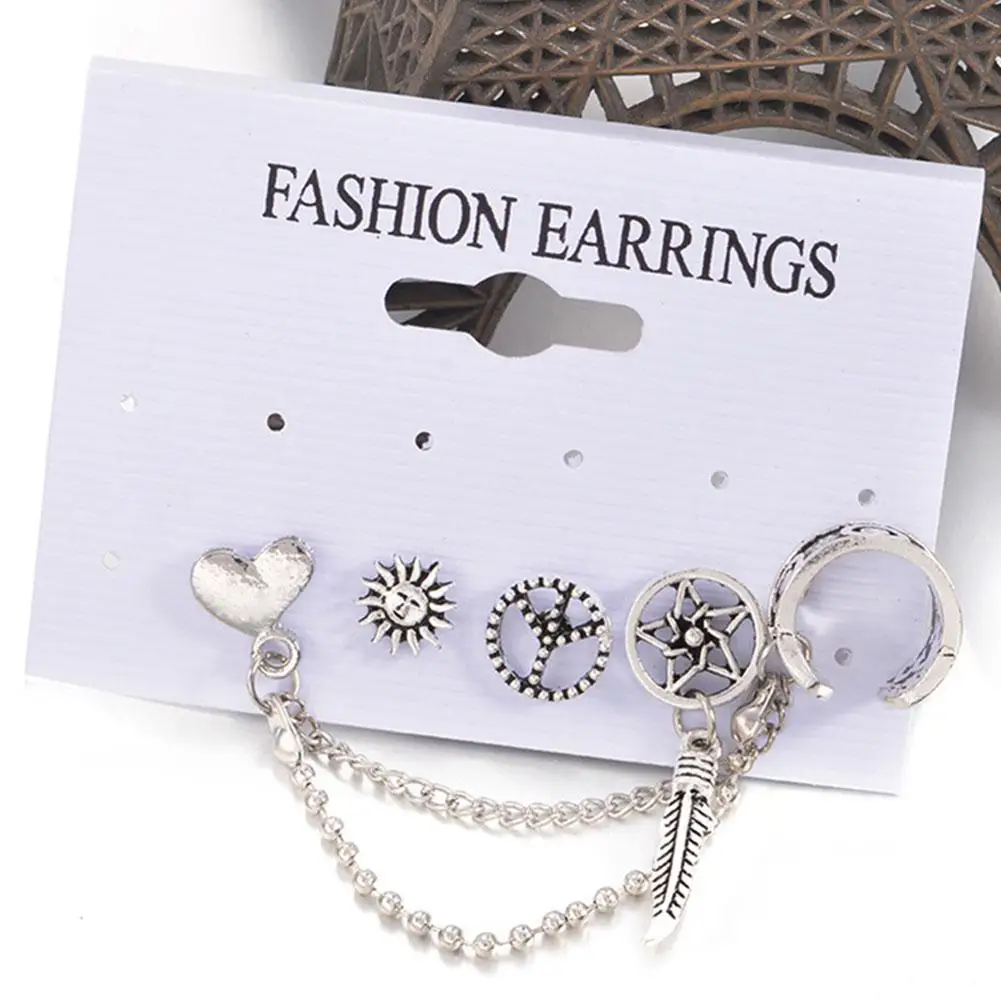 4 шт./компл. Ретро стиль женские серьги богемные в форме солнца гвоздики новое