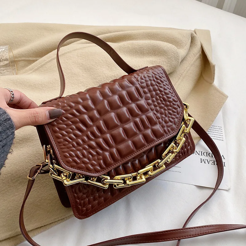 

Women's Handbag Designer Luxury New Small Square Purses Crocodile Pattern PU Leather Wallet with Chain Crossbody Bags for Female