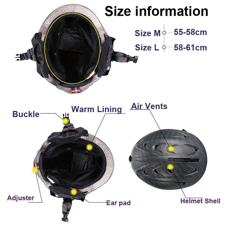 Moon сертификат СЕ ПК + EPS взрослый лыжный шлем для мужчин и женщин мужчины