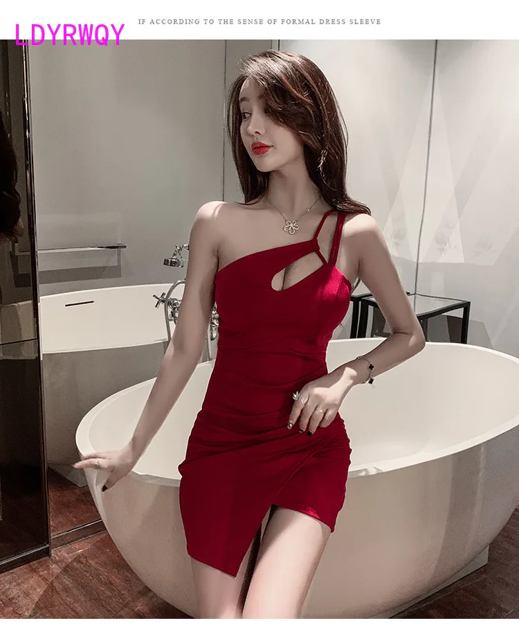 

Office Lady Sheath Polyester Zippers 2021 new night show low cut waist pack hip slim back sexy dress