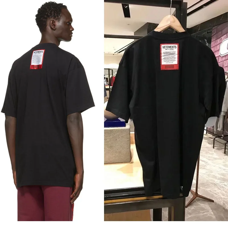 

2021ss VETEMENTS Short Sleeve T-Shirt High Street Fashion VTM Top Tees Men Women Big Red Patch Tag Vetements T Shirt