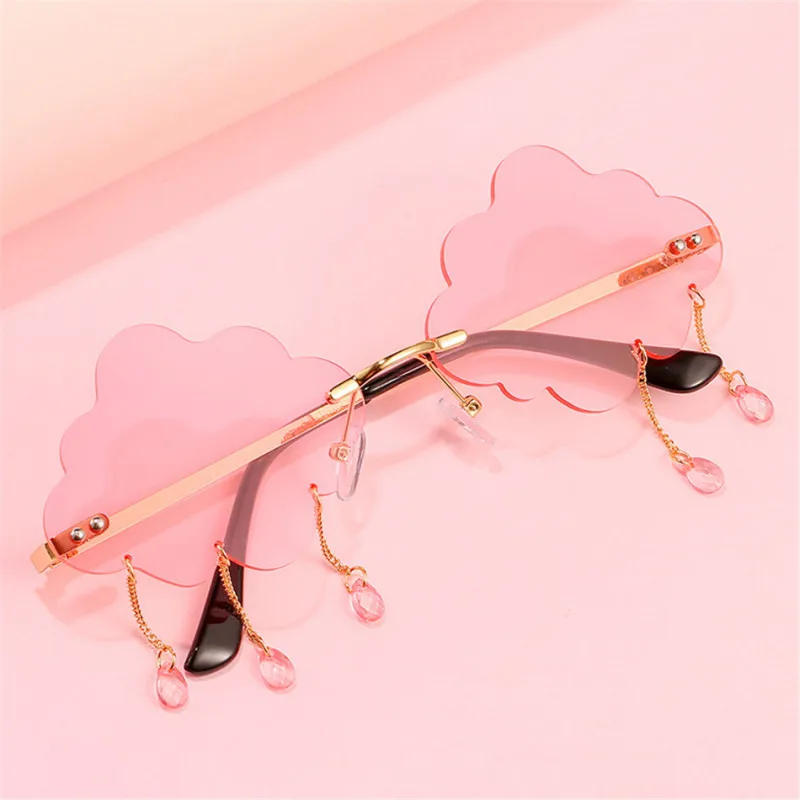 TTLIFE 1 шт. Винтажные Солнцезащитные очки без оправы с облаками и кисточками