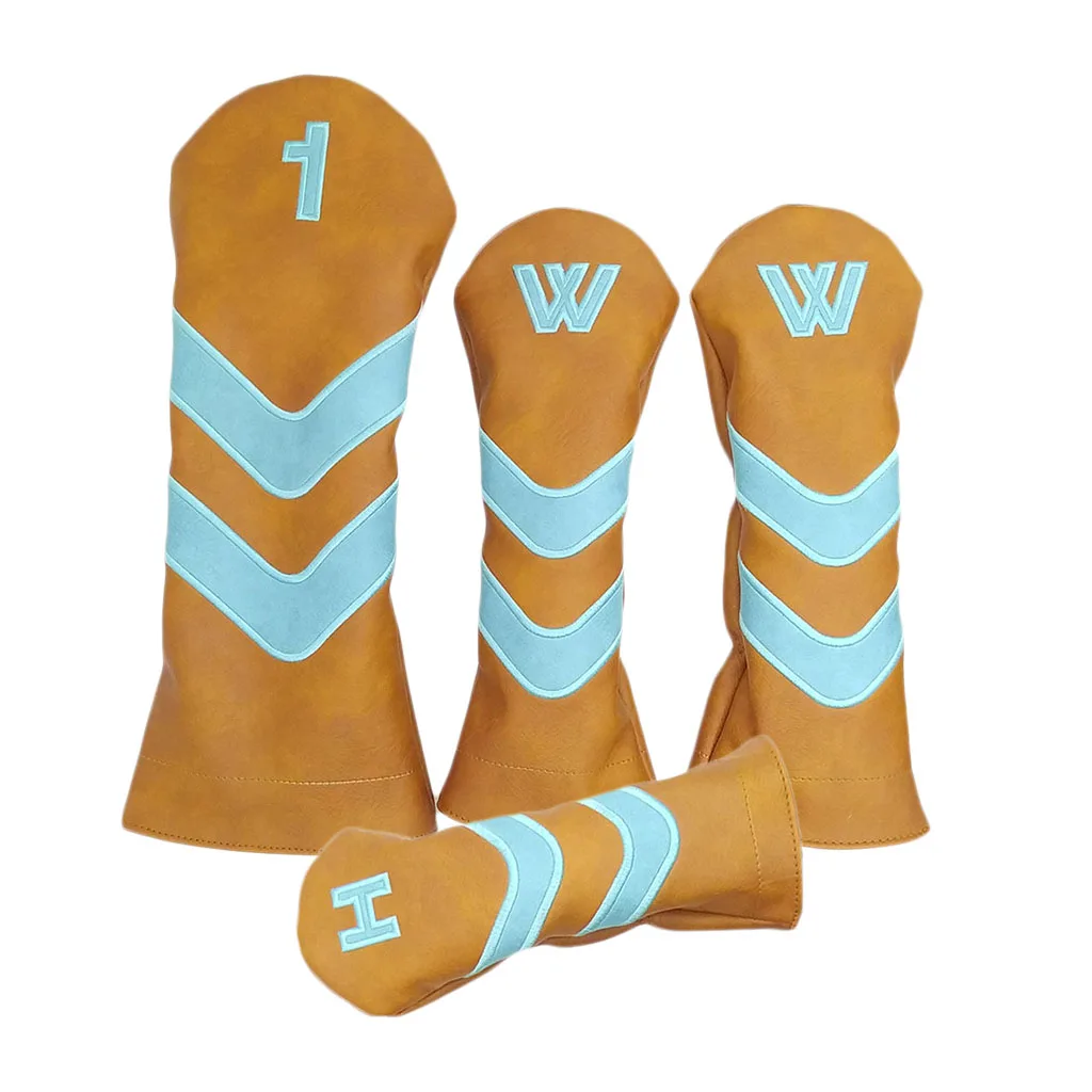

4 Packs PU Golf Head Cover with Plush Lining Protector Sports Golfer Accessory