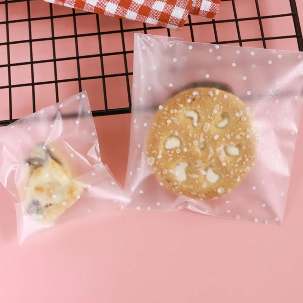 100 шт./лот конфетный пластиковый пакет для печенья в горошек вишневого цвета