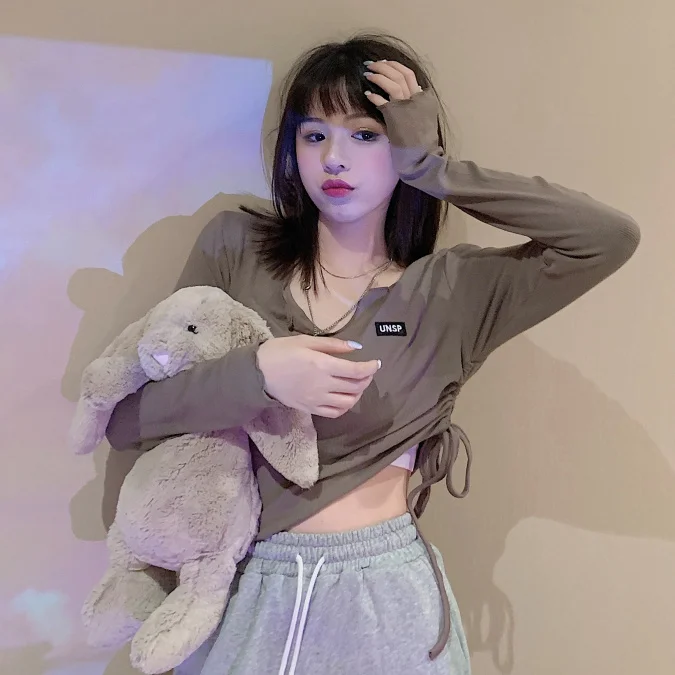 Дизайнерский топ из ткани с надписью на завязках женская летняя Корейская