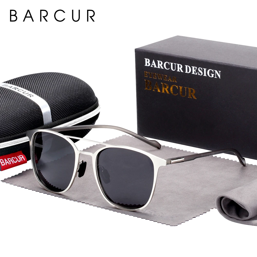 Мужские зеркальные очки BARCUR круглые поляризационные солнцезащитные аксессуары