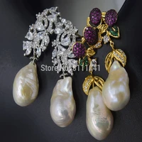 one pair white freshwater keshi pearl drop baroque 18 20mm hook earrings fppj