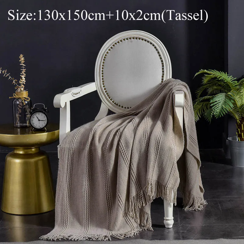 dark grey A Однотонное одеяло с кисточками, покрывало для дивана, белое, серое, желтое летнее одеяло покрывало на кровать для дома, отеля, четыре сезона - Цвет: dark grey A