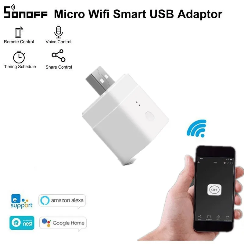 SONOFF Micro 5V Беспроводной USB умный адаптер Wifi Мини питания переключатель |