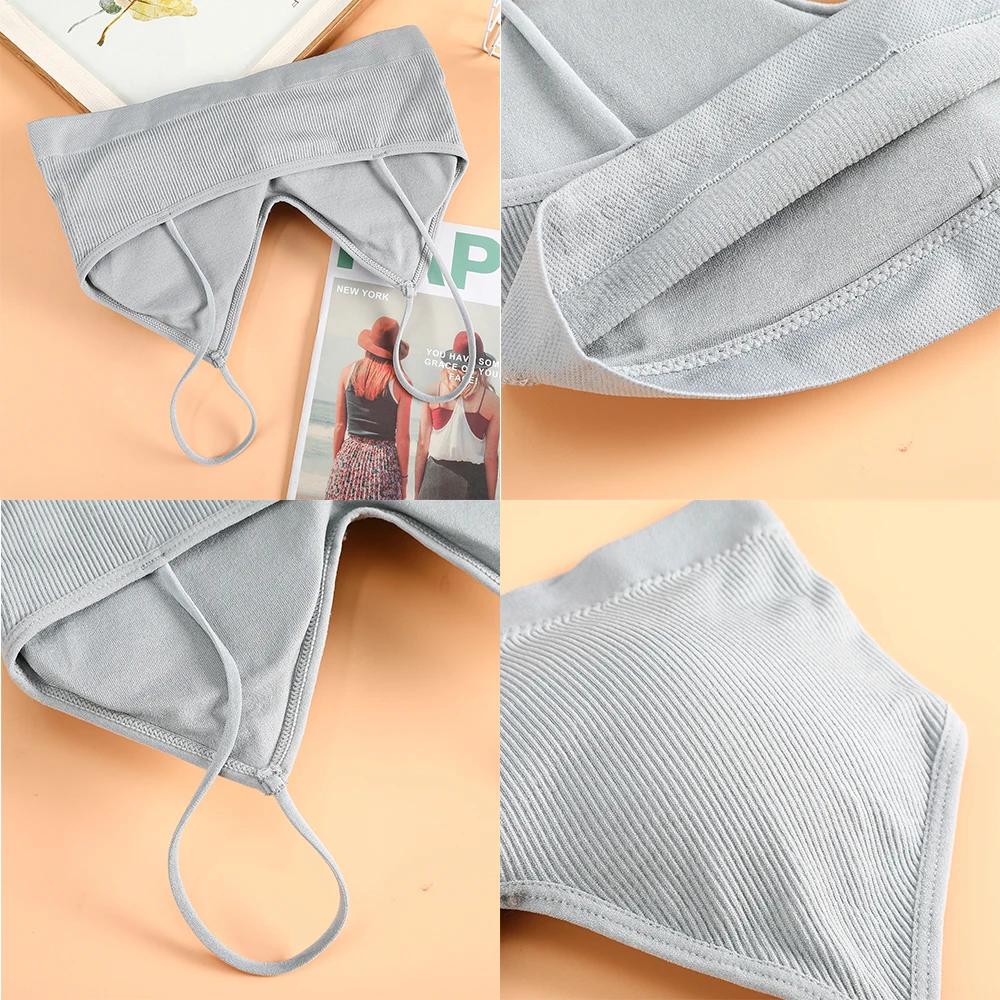 

Solid Color Simple Bra Set Black And White Gray Cotton Underwear Ladies Underwear Strap Daily Bra Set Women's Underpants