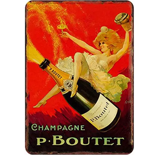 

Free Pintree Original Retro Design Lady Riding Champagne Tin Metal Signs Wall Art | Thick Tinplate Print Poster Wall Decoration