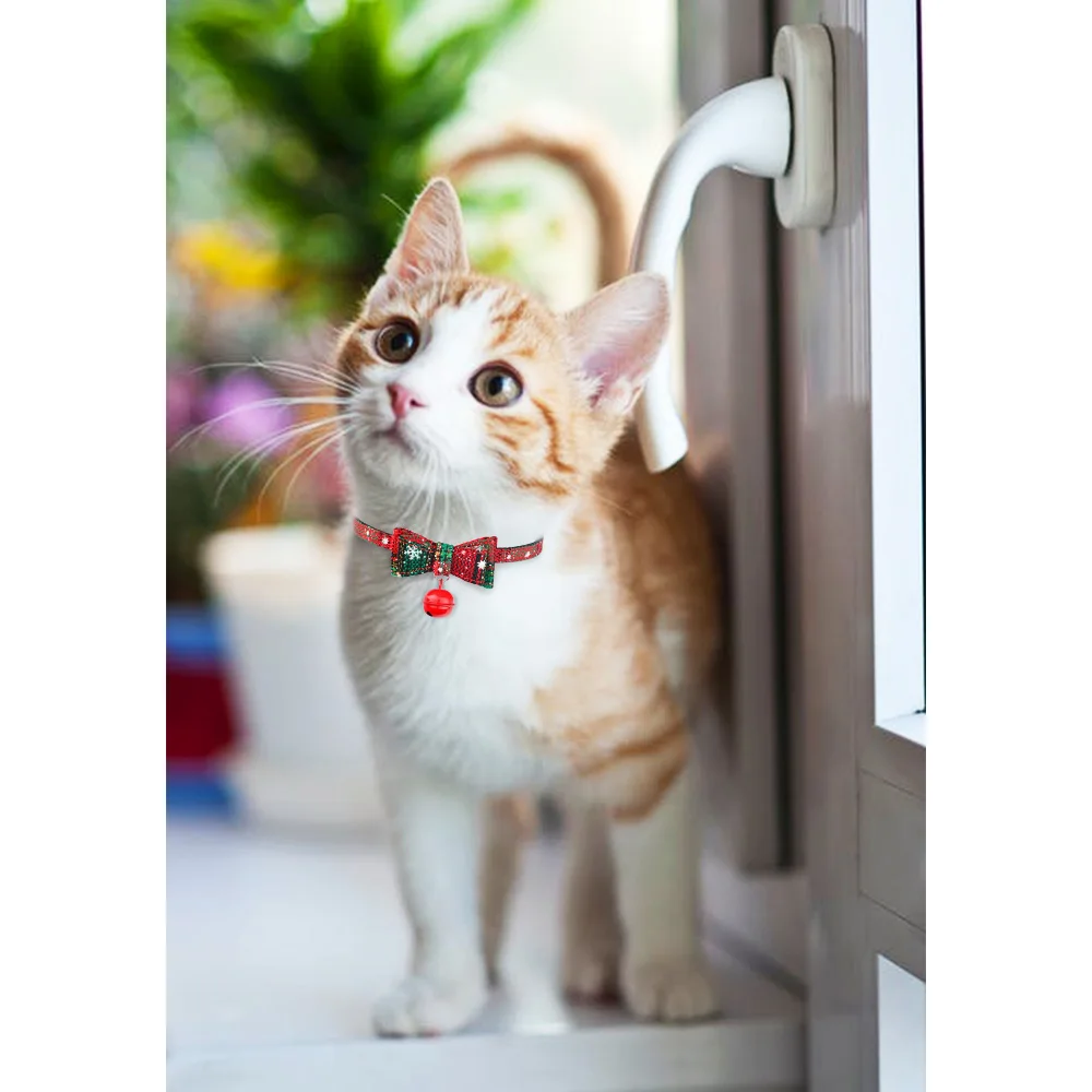 

5 Pieces Christmas Cat Collar & Bell Snowflake Small Medium Kitten Cute Pet Supplies XS-S-M Dog Collars Cat Collar