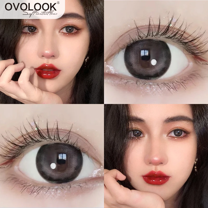 

OVOLOOK-2pcs/pair Flower Lenses Colored Lenses for Lenses Yealy Use Prescription Contact Lenses Natural Eye Color Lens 14.5MM