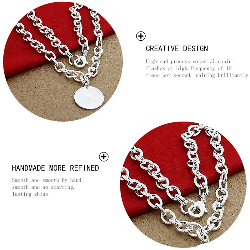 

Aimarry 925 Sterling Silver Charm Jewelry Round Pendant Necklace For Women Men Anniversary Wedding Gifts Fashion Jewelry