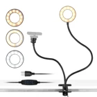 Andoer 3,5 дюйма зажим-на мини USB кольцевой светильник веб-камера светильник подставка + Веб-камера держатель телефона для прямой трансляции онлайн видео Селфи