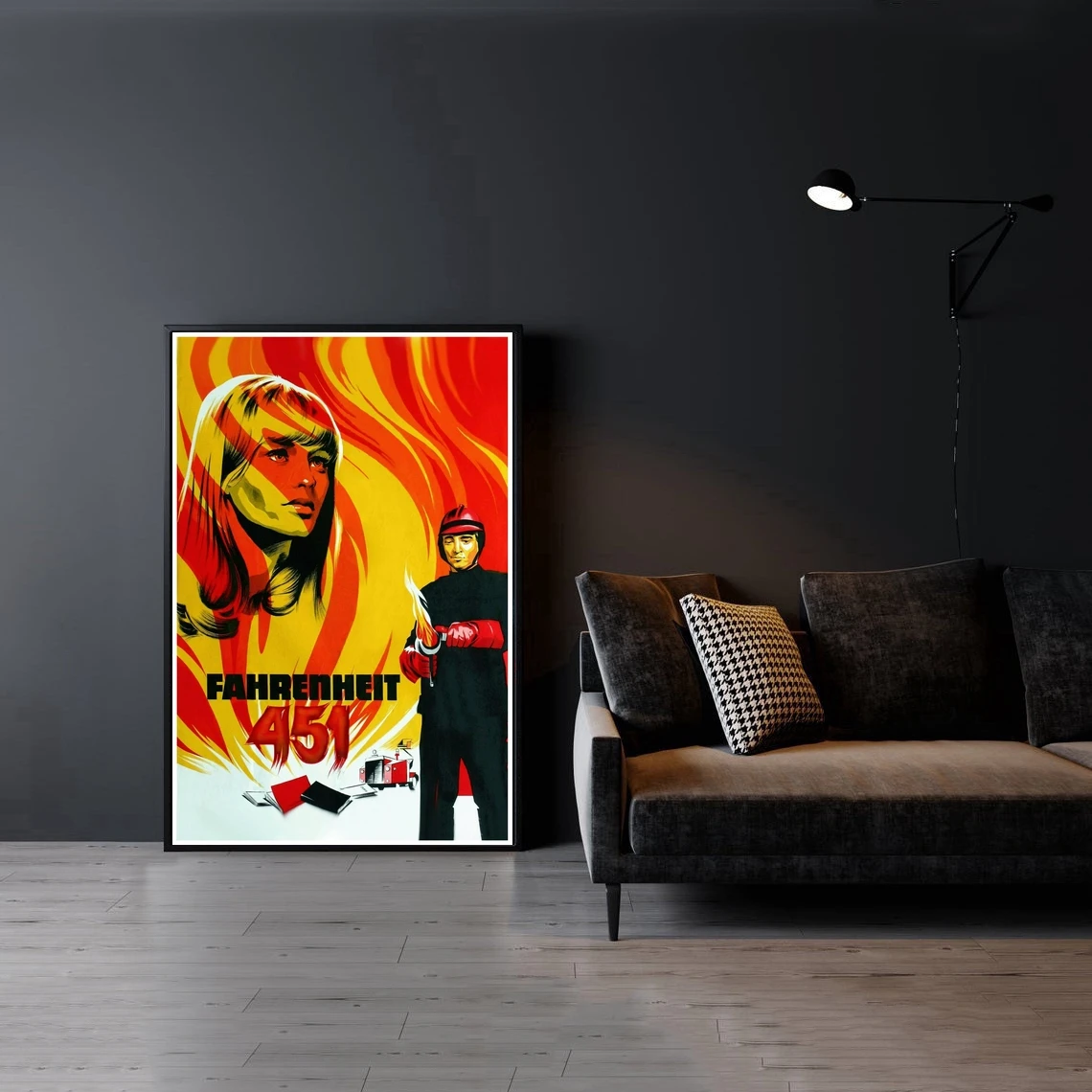 Плакат по мотивам фильма fahренгейт 451 (1966) холст с рисунком оформления интерьера
