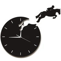 art decor horseman jumping wall watch rider on horseback jumping horse clocks design 3d wall clock horse riding