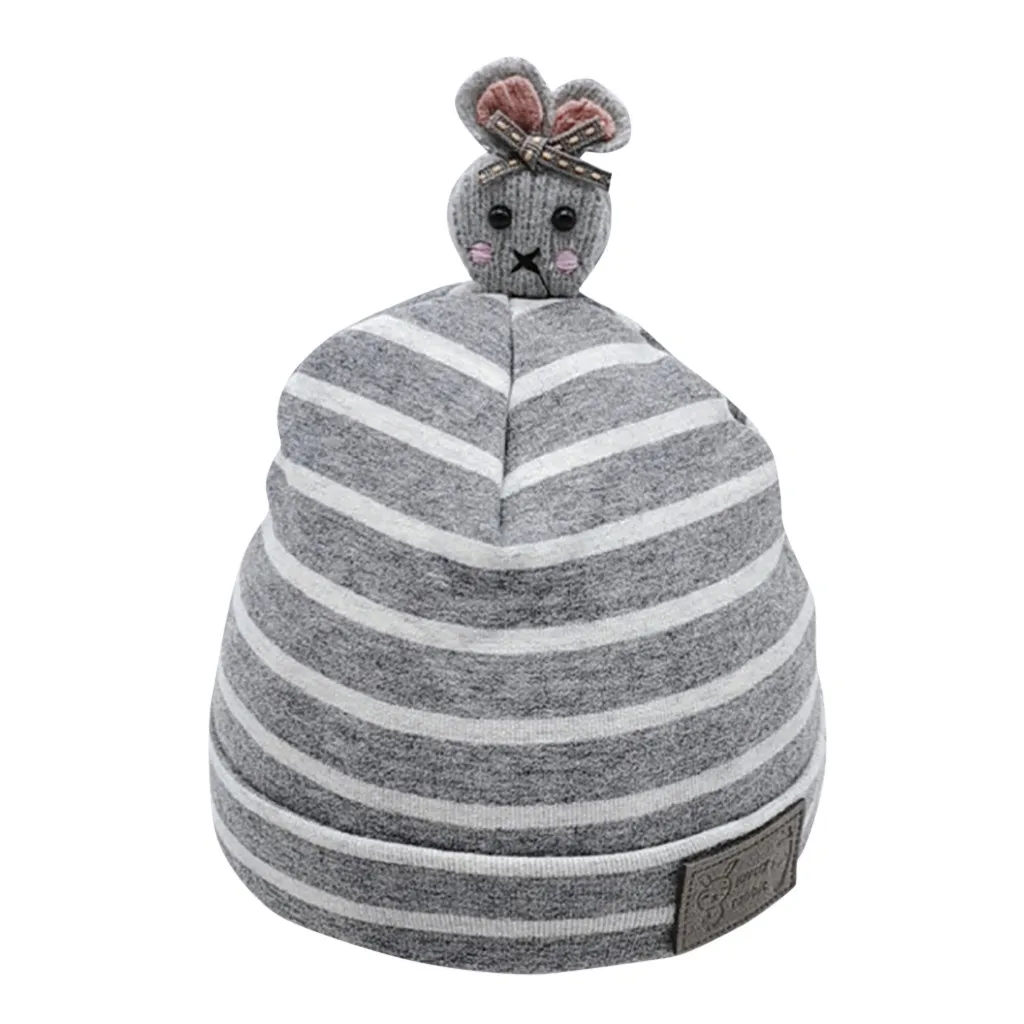 Шапка для малышей сезон осень зима плотная теплая полосатая шапка с рисунком