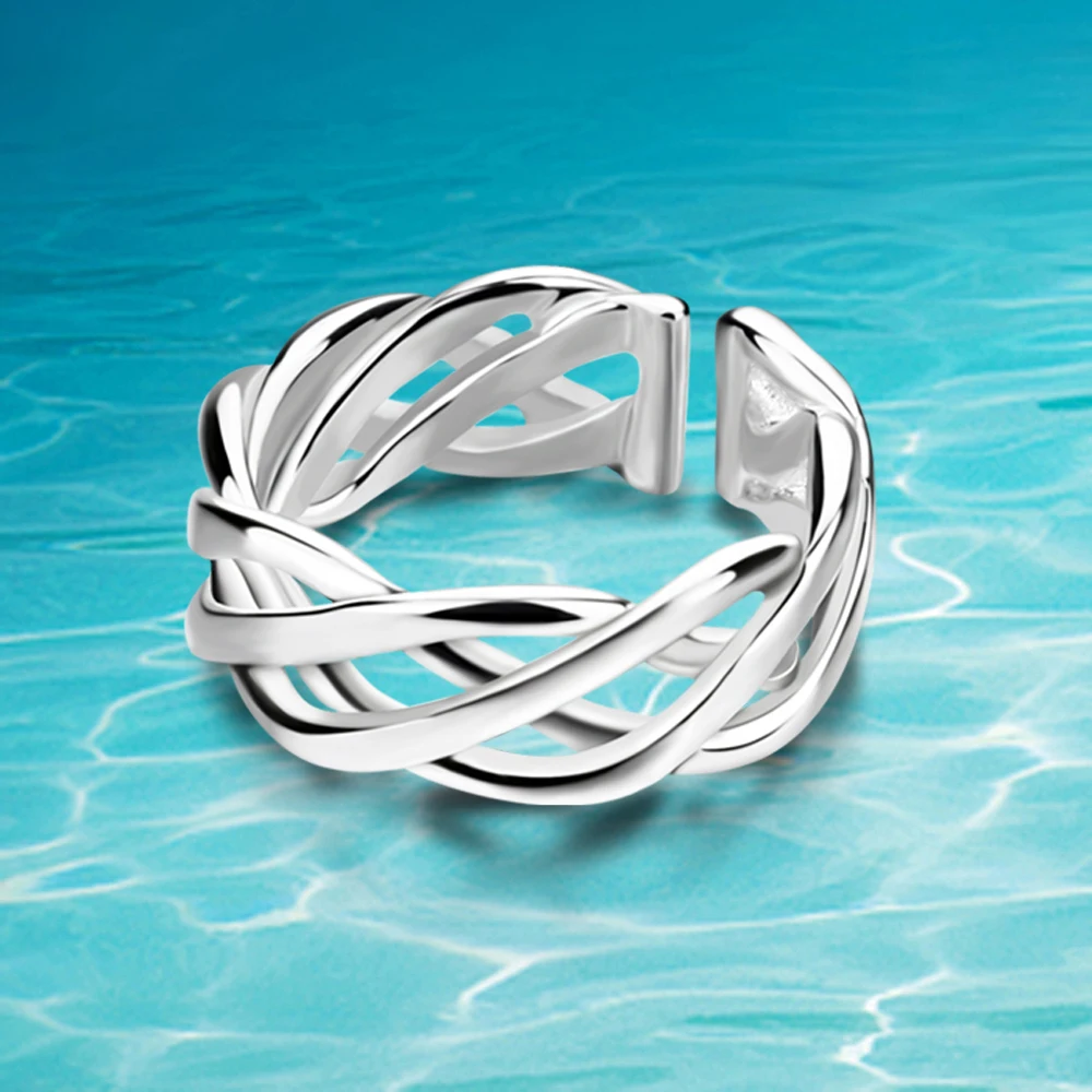 

Free shipping, 925 sterling silver ring, men and women all appropriate, hollow net ring. Wide version open