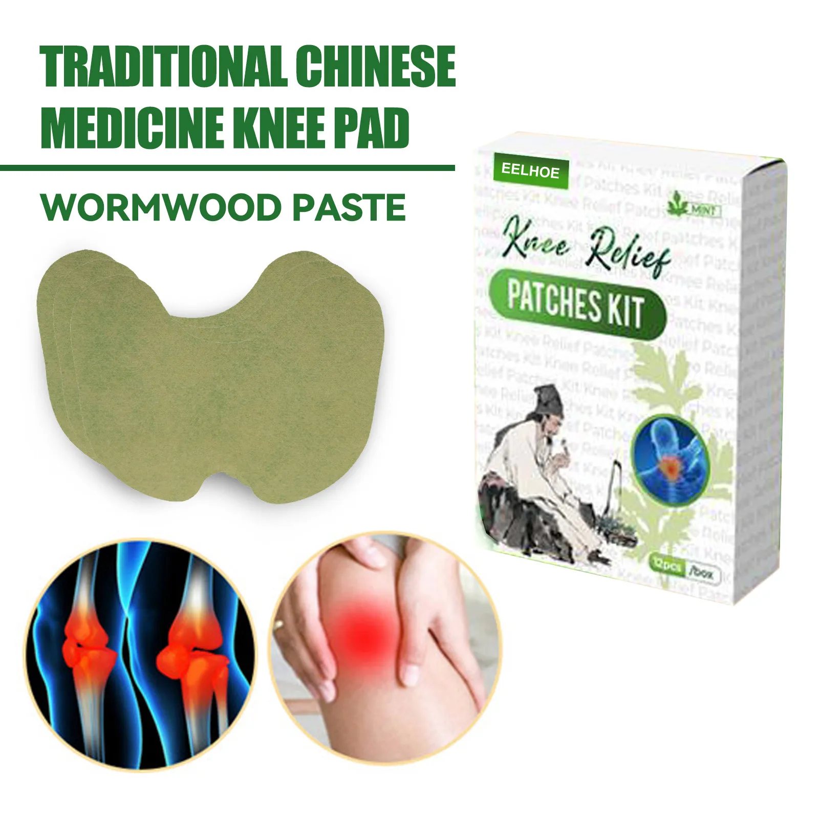 

12pcs/bag New Knee Plaster Sticker Wormwood Extract Knee Joint Ache Pain Relieving Paster Knee Rheumatoid Arthritis Body Patch