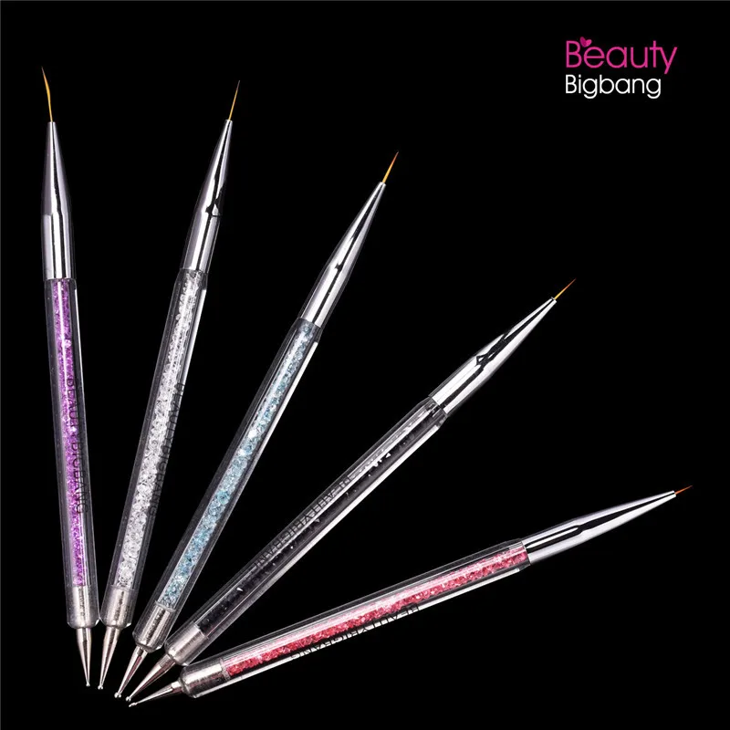 BeautyBigBang, 5 шт., кисть для дизайна ногтей, 2 способа, УФ-гель, акриловая кисть для рисования, лайнер, цветок, стразы, инструмент для маникюра, ручка для раскрашивания ногтей
