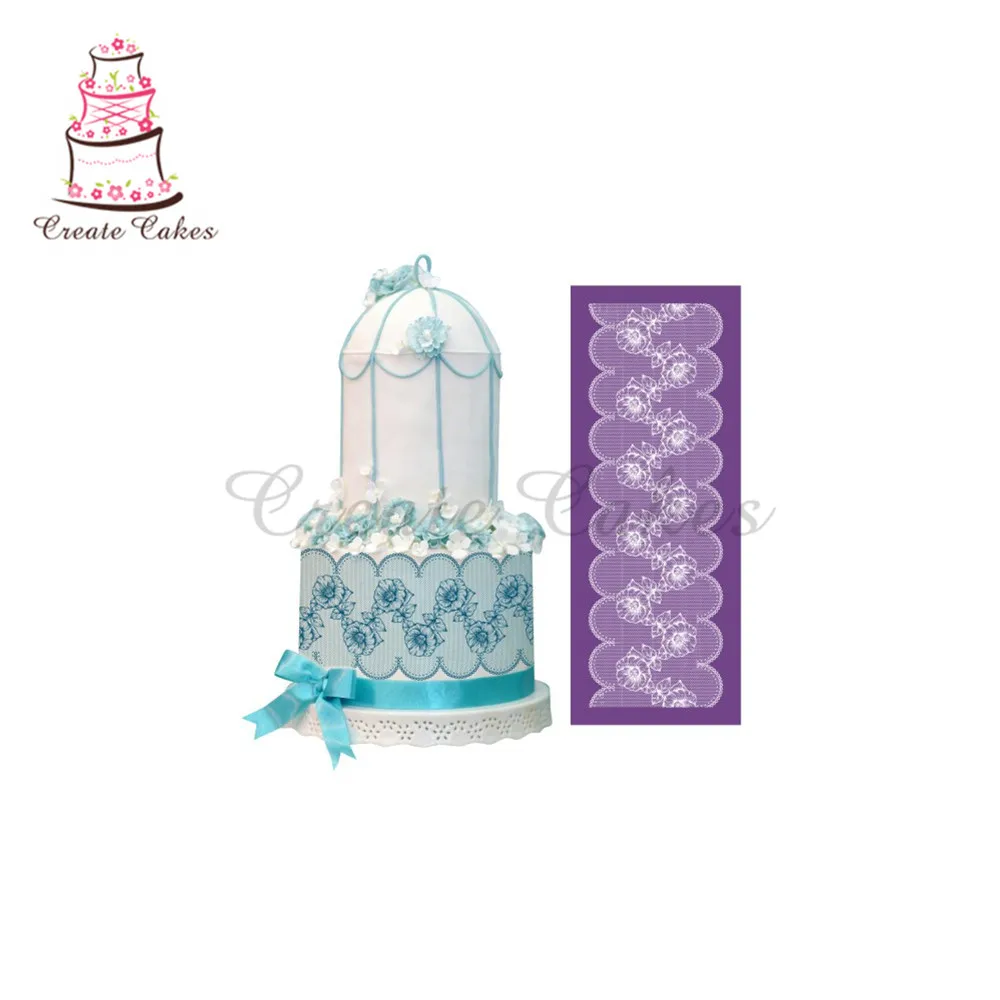 Кружевной трафарет в стиле ретро с цветочным рисунком для торта Женская