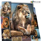 Алмазная 5D картина сделай сам, животное, картина с Львом, мозаика, полная выкладка, круглая Вышивка крестиком, украшение для дома