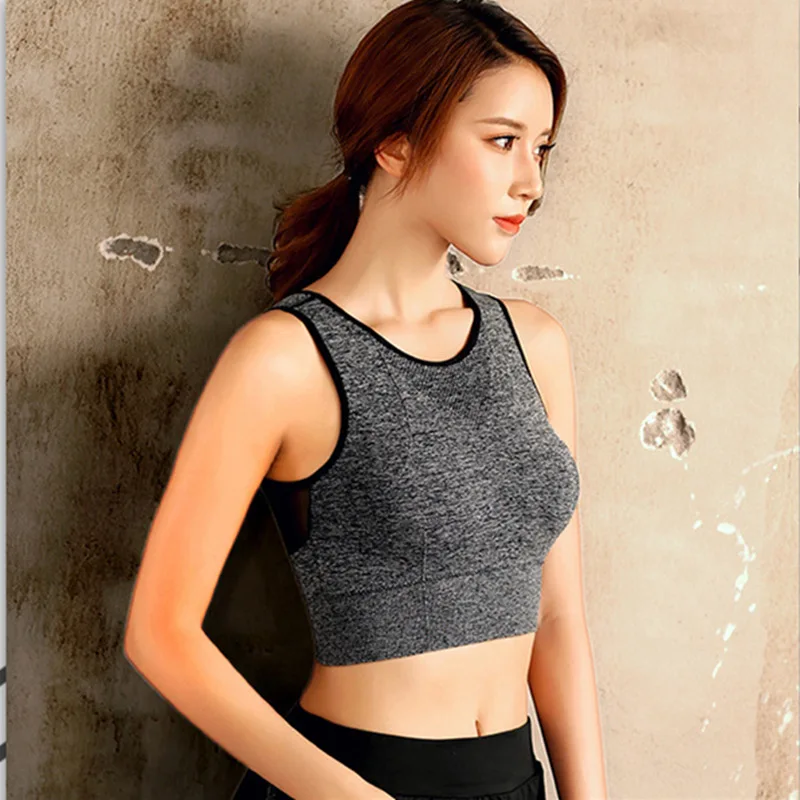 Women Sports Bras Fast Dry Elastic Shockproof Padded Gym Running Bra Mesh back stitching Fitness Yoga Sport breathable Tops Vest | Спорт и