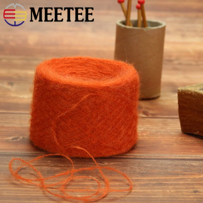 

100g Meetee 2mm Mohair Woolen Thread Color Yarn for Hand Knitted Woven Autumn Winter Scarf Crochet Hat Stick Needle Material