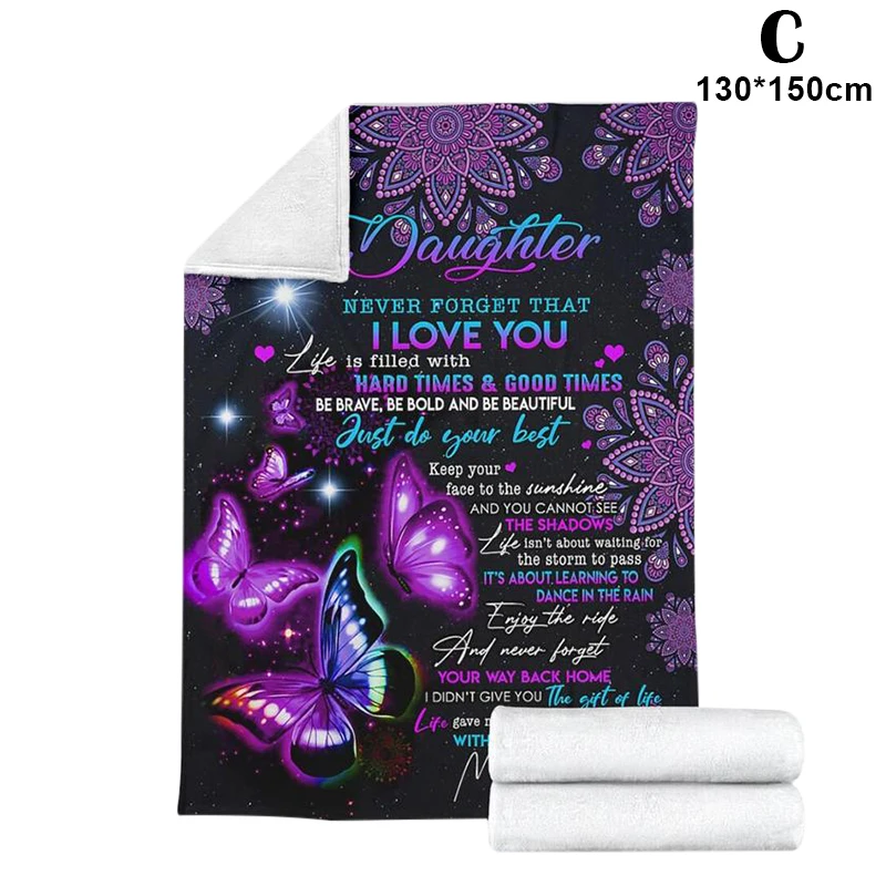 

New To My Daughter I Love You Flannel Blanket Digital Printing Letter Envelope Square Blanket XD88