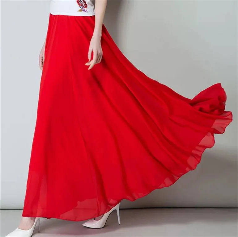 Весенняя богемная плиссированная Макси юбка женское летнее шифоновое длинное