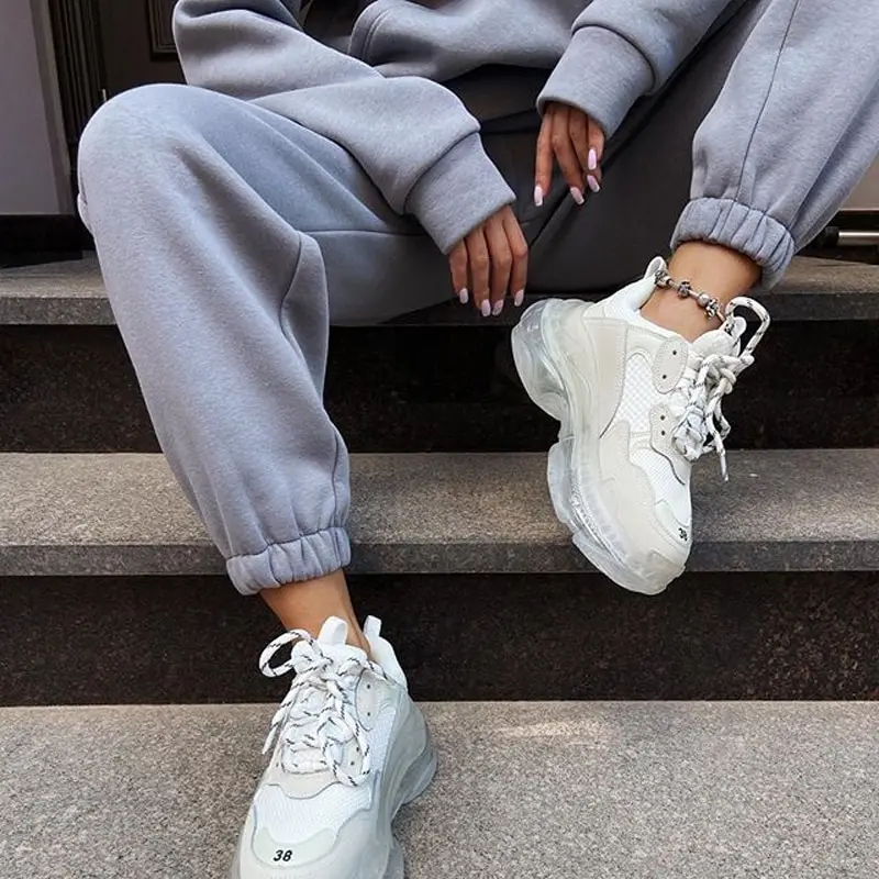 

Two Piece Casual Fleece Tracksuit Women's Sets Oversized Hooded Long Sleeve Women Hoodie Suit Winter Solid Sport Pants Lady Set