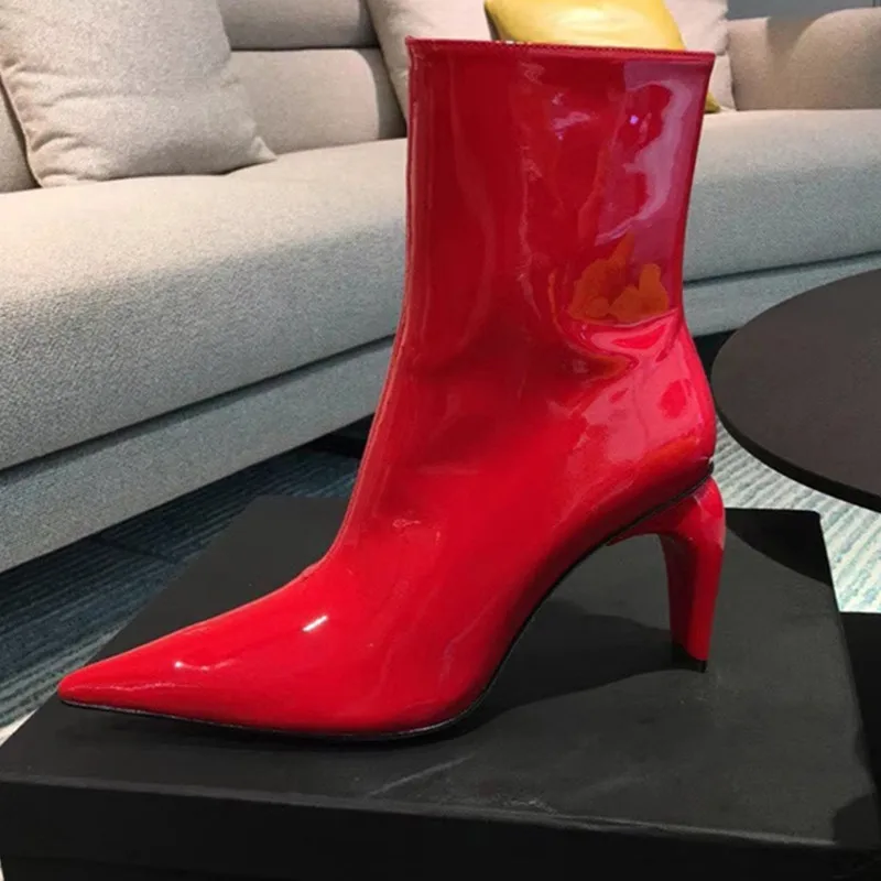 2019 г. Женские ботинки на необычном каблуке в Звездном стиле Модные ботильоны из