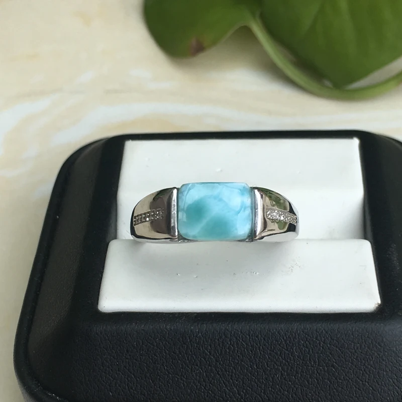 Кольца из серебра 925 пробы с натуральным синим ларимаром|Кольца| |
