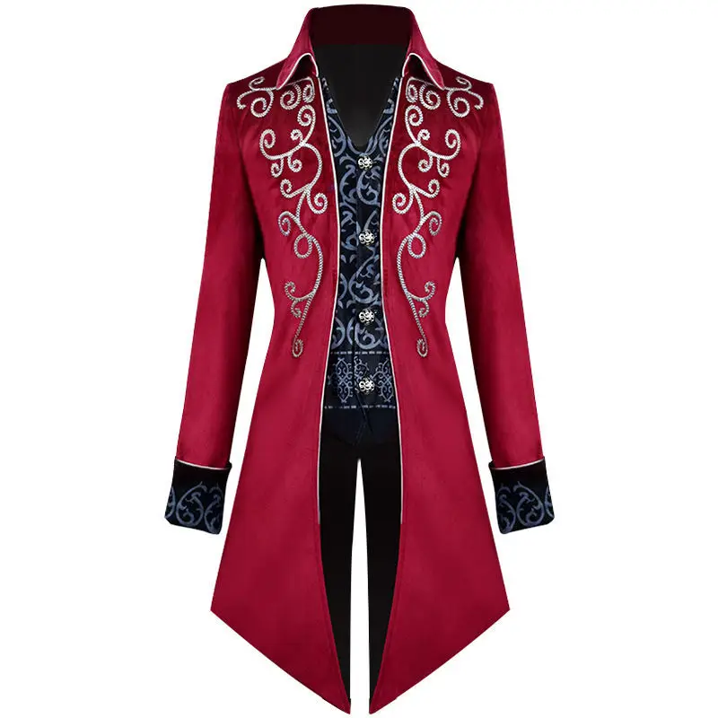 

2021 European And American Tuxedo Medieval Retro Clothing Long Punk Men's Coat Tracer Cosplay Anime Mario Costume Sereia Cauda