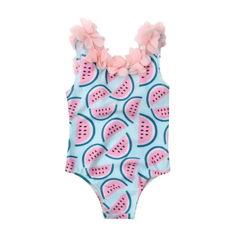 

Fashion Toddler Baby Girls Kids Sleeveless Watermelon Print Backless Flower Cute One-Piece Swimsuits Beachwear Bathing Swimwear