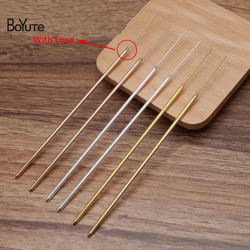 

BoYuTe (10 Pieces/Lot) 3*130MM Metal Brass Hair Stick with 1*35MM Pin Diy Handmade Hairpin Accessories Wholesale